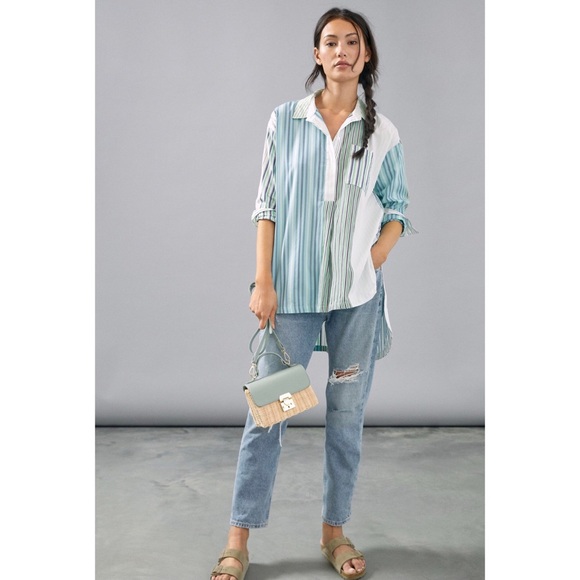 Anthropologie Alix Striped Oversized Shirt New S - Picture 2 of 12